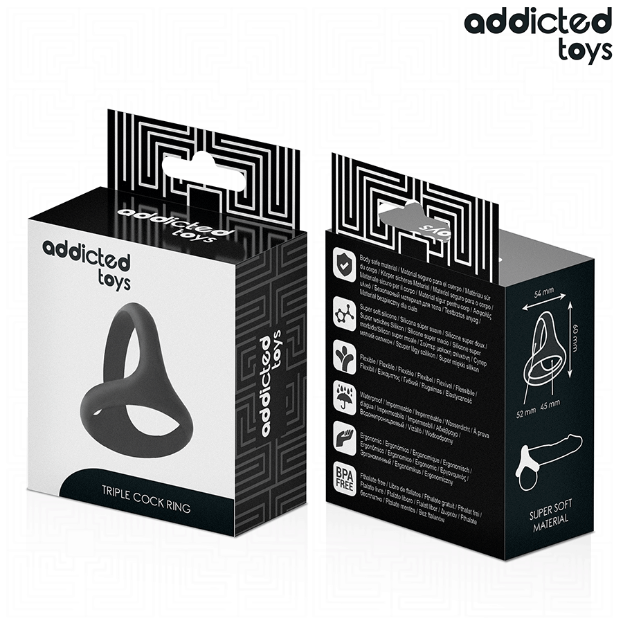 ADDICTED TOYS - ANNEAU PÉNIS TRIPLE ÉPAIS ADDICTED TOYS