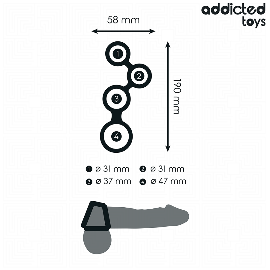 ADDICTED TOYS - ANNEAU PÉNIS AVEC SÉPARATEURS POUR TESTICULES ADDICTED TOYS