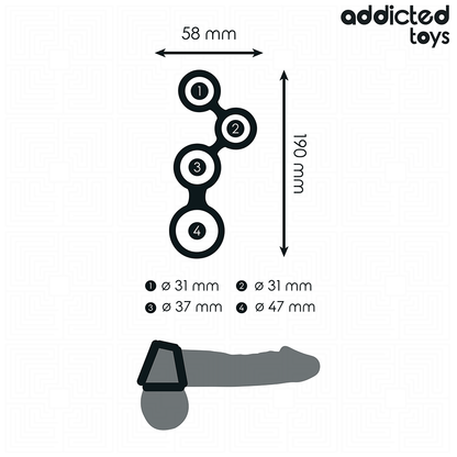 ADDICTED TOYS - ANNEAU PÉNIS AVEC SÉPARATEURS POUR TESTICULES ADDICTED TOYS