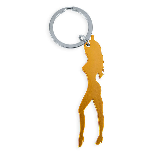 DIABLO PICANTE - PORTE-CLÉS AVEC SILHOUETTE FÉMININE COULEUR OR AVEC DÉCAPOTEUR DIABLO PICANTE