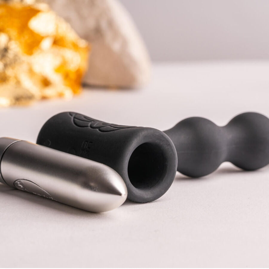 ROCKS-OFF - PETITE SENSATIONS PERLES ANAL PLUG VIBRATEUR NOIR ROCKS-OFF