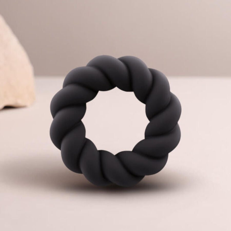 ROCKS-OFF - ANNEAU DE MASTURBATION EN SILICONE NOIR TWIST ROCKS-OFF