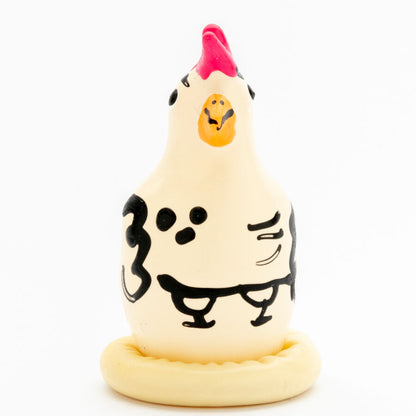 CONDOMERIE - PRÉSERVATIFS FANTAISIE PEINTS À LA MAIN COQ COCKY CONDOMERIE