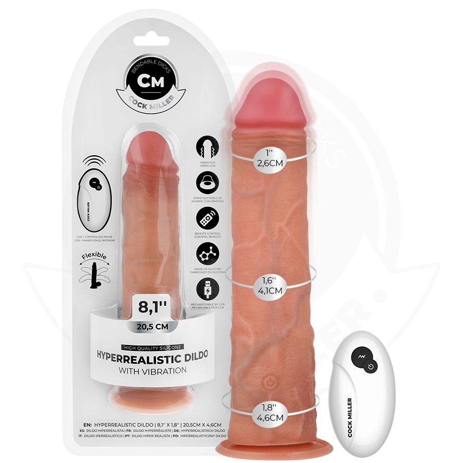 COCK MILLER - GODE RÉALISTE AVEC VENTOUSE ET TÉLÉCOMMANDE VIBRATIONS 20,5 CM COCK MILLER