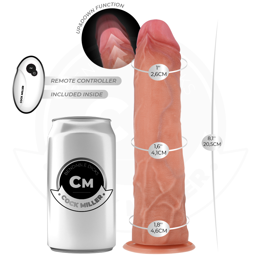 COCK MILLER - GODE HYPER-RÉALISTE À VENTOUSE ET À POUSSÉE AVEC TÉLÉCOMMANDE 20,5 CM COCK MILLER