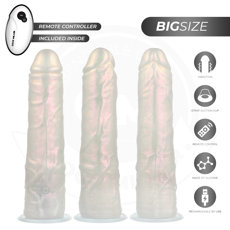 COCK MILLER - GODE AVEC VENTOUSE, LUMIÈRES ET VIBRATIONS AVEC TÉLÉCOMMANDE BLANC 21,5 CM COCK MILLER