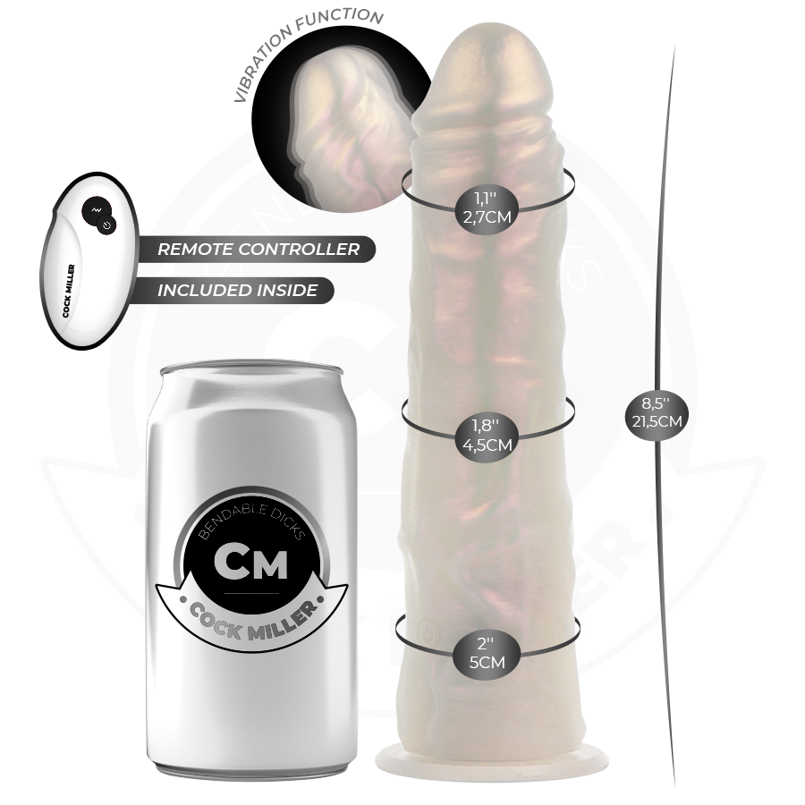 COCK MILLER - GODE AVEC VENTOUSE, LUMIÈRES ET VIBRATIONS AVEC TÉLÉCOMMANDE BLANC 21,5 CM COCK MILLER