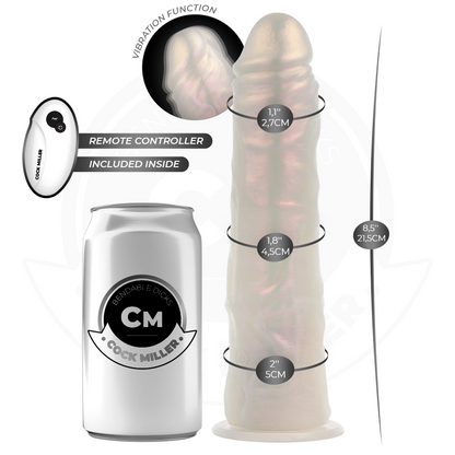 COCK MILLER - GODE AVEC VENTOUSE, LUMIÈRES ET VIBRATIONS AVEC TÉLÉCOMMANDE BLANC 21,5 CM COCK MILLER