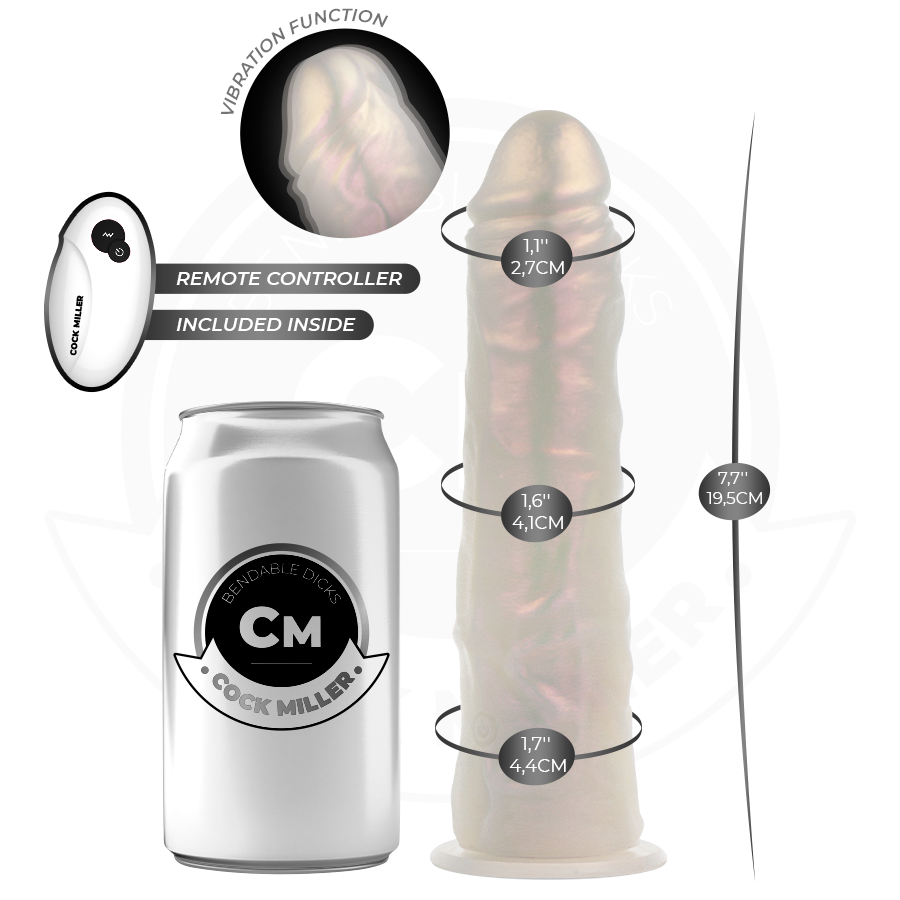 COCK MILLER - GODE AVEC VENTOUSE, LUMIÈRES ET VIBRATIONS AVEC TÉLÉCOMMANDE BLANC 19,5 CM COCK MILLER