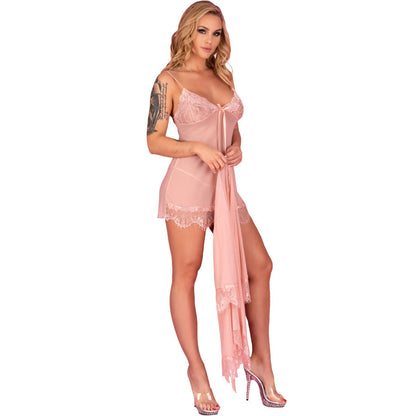 LIVCO CORSETTI FASHION - BABYDOLL HYEONA 1710 + THONG ROSE XL LIVCO CORSETTI SETS