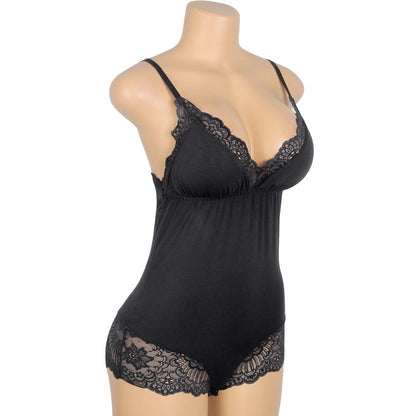 SUBBLIME - TEDDY DÉTAIL DENTELLE FLORALE NOIR L/XL SUBBLIME BODIES