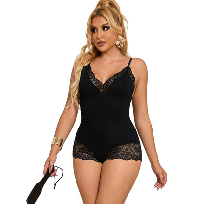SUBBLIME - TEDDY DÉTAIL DENTELLE FLORALE NOIR L/XL SUBBLIME BODIES