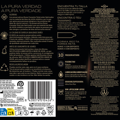 DUREX - CONNEXION TOTALE XL ULTRA FINE PLUS SANS LATEX 10 UNITÉS DUREX CONDOMS