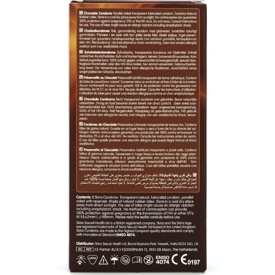 SKINS - PACK DE 8 PRÉSERVATIFS PREMIUM CHOCOLAT SKINS