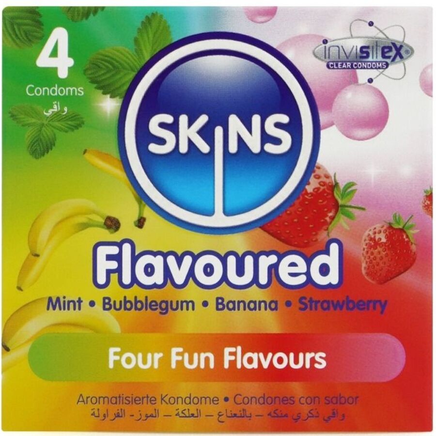 SKINS - PACK DE 4 PRÉSERVATIFS PREMIUM MULTI-SAVEURS SKINS