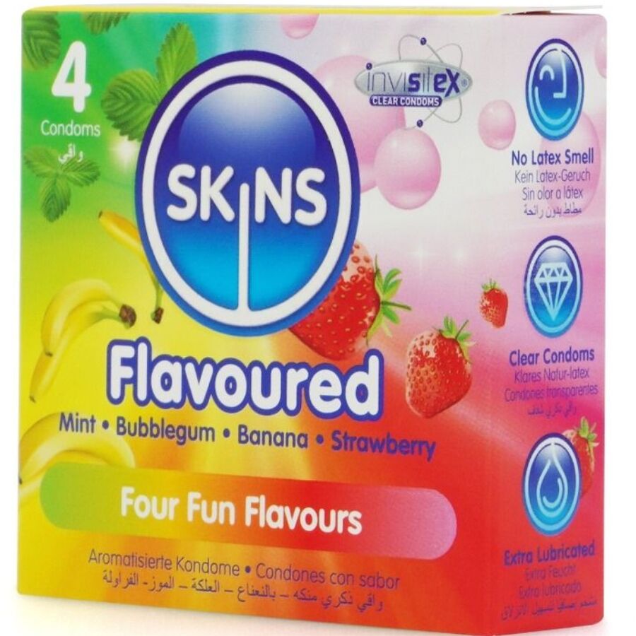 SKINS - PACK DE 4 PRÉSERVATIFS PREMIUM MULTI-SAVEURS SKINS
