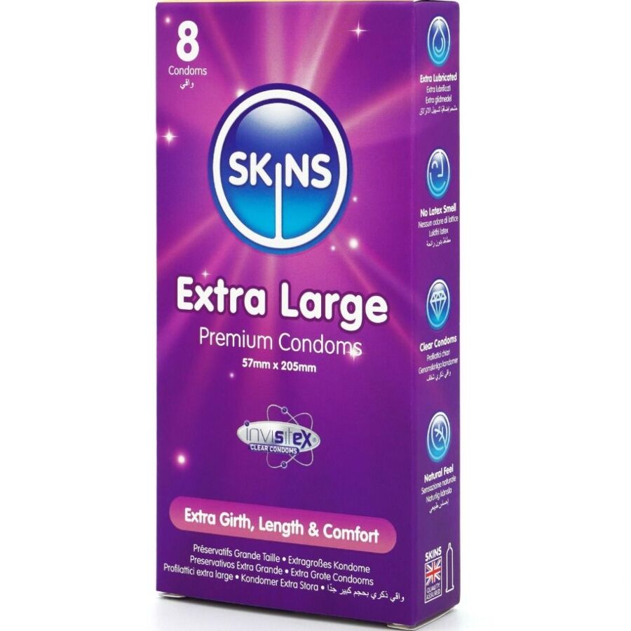SKINS - PACK DE 8 PRÉSERVATIFS EXTRA LARGES PREMIUM SKINS