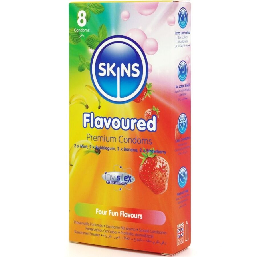 SKINS - PACK DE 8 PRÉSERVATIFS PREMIUM MULTI-SAVEURS SKINS