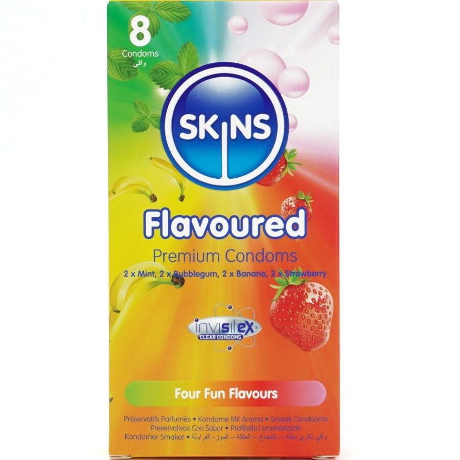 SKINS - PACK DE 8 PRÉSERVATIFS PREMIUM MULTI-SAVEURS SKINS