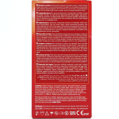 SKINS - PACK DE 8 PRÉSERVATIFS PREMIUM FRAISE SKINS