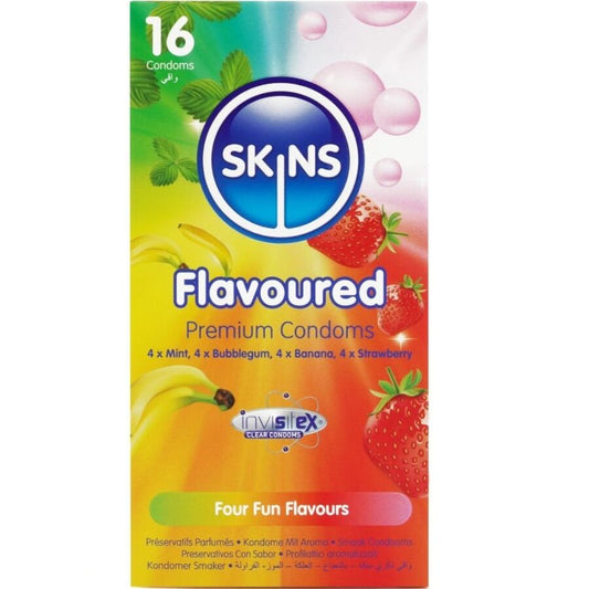 SKINS - PACK DE 16 PRÉSERVATIFS PREMIUM MULTI-SAVEURS SKINS
