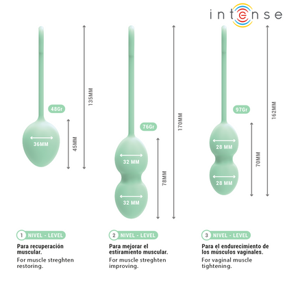 INTENSE - KIT DE BOULES DE KEGEL CHARLI VERT CLAIR INTENSE HEALTH & FUN