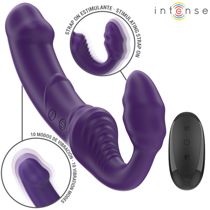 INTENSE - JILL DOUBLE VIBRATEUR 20 CM VIOLET TÉLÉCOMMANDE INTENSE FUN TOYS