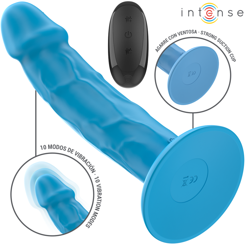 INTENSE - PHOEBE VIBRATEUR RÉALISTE 10 VIBRATIONS TÉLÉCOMMANDE BLEU INTENSE FUN TOYS