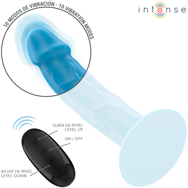 INTENSE - PHOEBE VIBRATEUR RÉALISTE 10 VIBRATIONS TÉLÉCOMMANDE BLEU INTENSE FUN TOYS