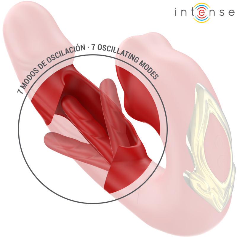 INTENSE - NATHY DOUBLE VIBRATEUR AVEC BOUCHE STIMULANTE MULTIFONCTION ROUGE INTENSE FUN TOYS
