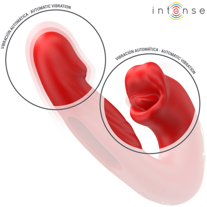 INTENSE - NATHY DOUBLE VIBRATEUR AVEC BOUCHE STIMULANTE MULTIFONCTION ROUGE INTENSE FUN TOYS