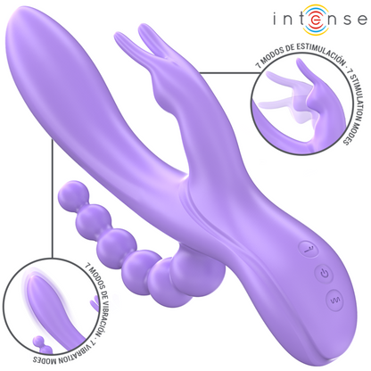 INTENSE - MIKO TRIPLE VIBRATEUR LAPIN & STIMULATEUR & ANAL 7 VIBRATIONS VIOLET INTENSE FUN TOYS