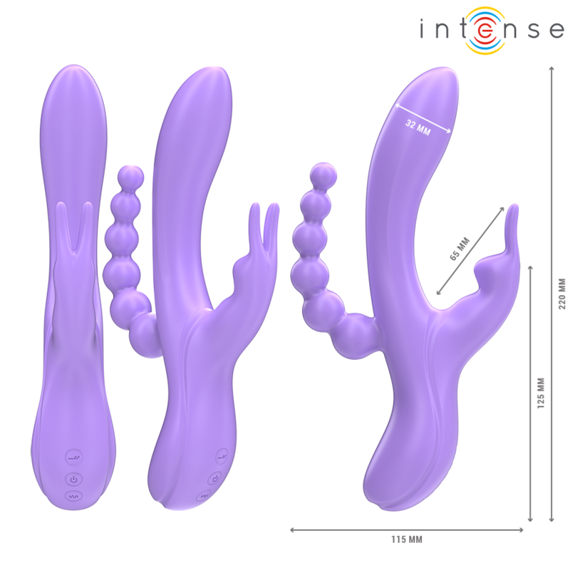 INTENSE - MIKO TRIPLE VIBRATEUR LAPIN & STIMULATEUR & ANAL 7 VIBRATIONS VIOLET INTENSE FUN TOYS