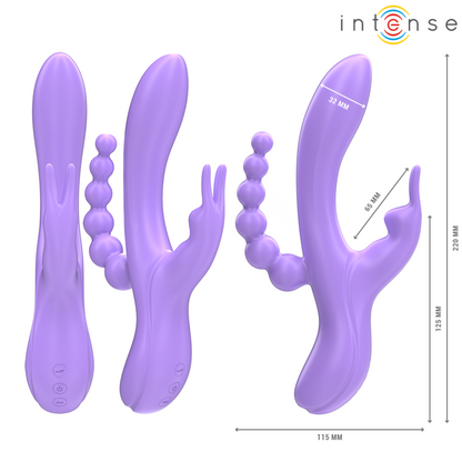 INTENSE - MIKO TRIPLE VIBRATEUR LAPIN & STIMULATEUR & ANAL 7 VIBRATIONS VIOLET INTENSE FUN TOYS
