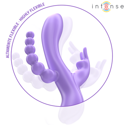 INTENSE - MIKO TRIPLE VIBRATEUR LAPIN & STIMULATEUR & ANAL 7 VIBRATIONS VIOLET INTENSE FUN TOYS