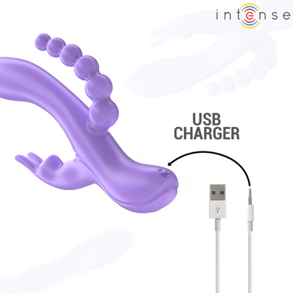 INTENSE - MIKO TRIPLE VIBRATEUR LAPIN & STIMULATEUR & ANAL 7 VIBRATIONS VIOLET INTENSE FUN TOYS