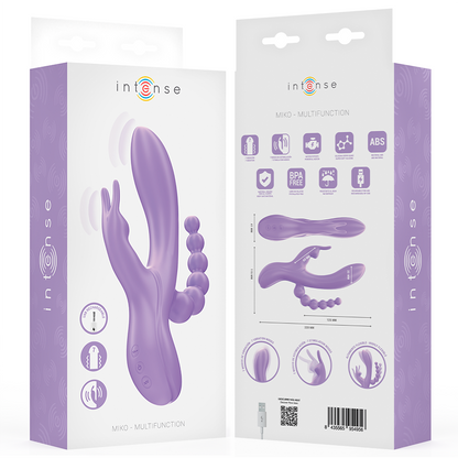 INTENSE - MIKO TRIPLE VIBRATEUR LAPIN & STIMULATEUR & ANAL 7 VIBRATIONS VIOLET INTENSE FUN TOYS