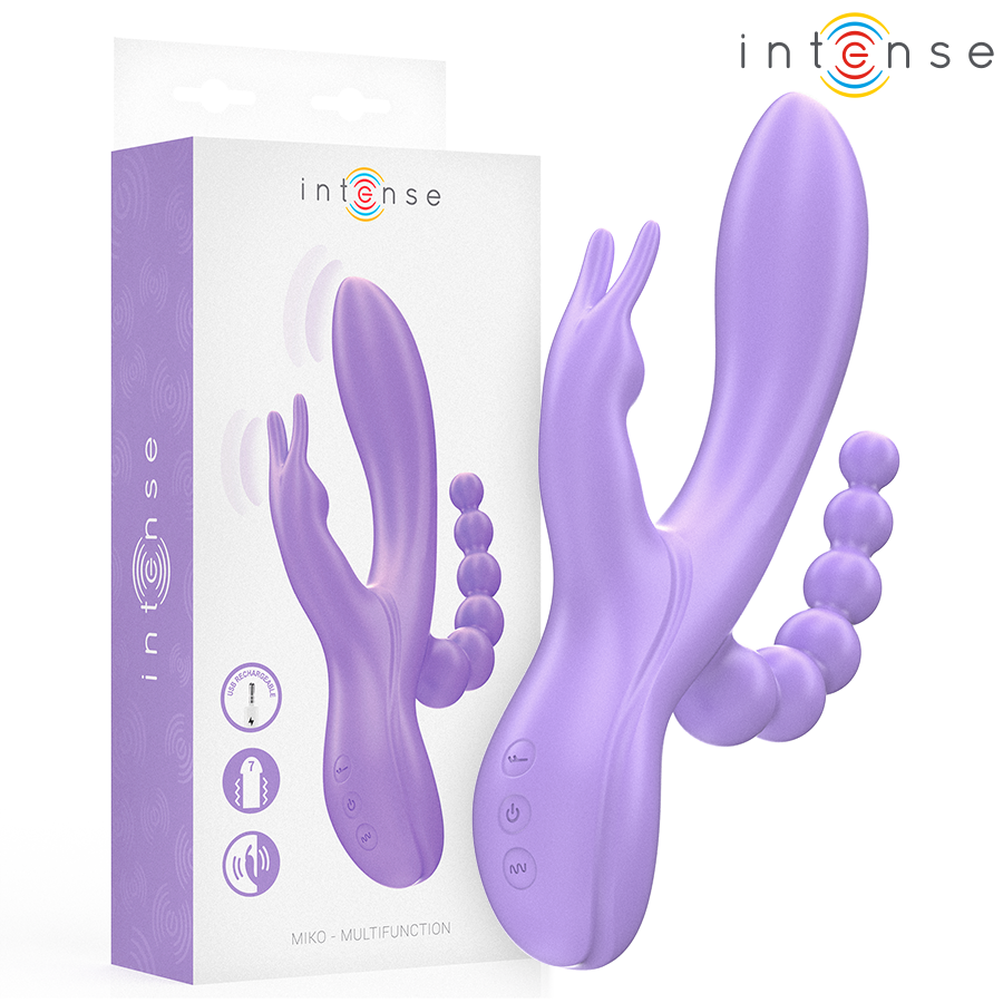 INTENSE - MIKO TRIPLE VIBRATEUR LAPIN & STIMULATEUR & ANAL 7 VIBRATIONS VIOLET INTENSE FUN TOYS