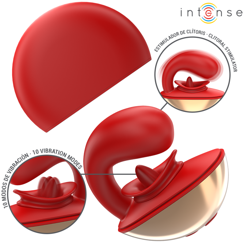 INTENSE - VIBRATEUR & STIMULATEUR MARIAH EN FORME DE U 10 VIBRATIONS ROUGE INTENSE FUN TOYS