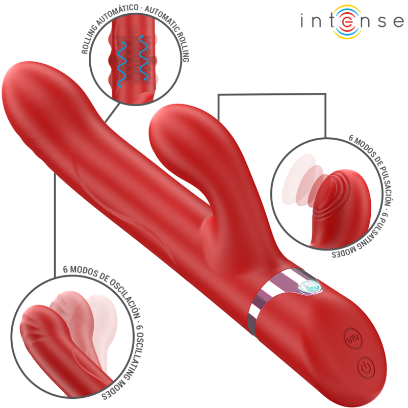 INTENSE - LELE VIBRATEUR MULTIFONCTION ROTATIF & OSCILLANT & STIMULANT ROUGE INTENSE FUN TOYS
