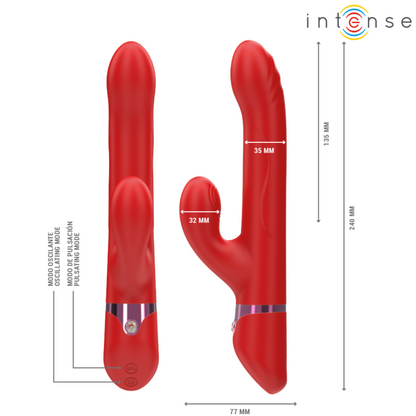 INTENSE - LELE VIBRATEUR MULTIFONCTION ROTATIF & OSCILLANT & STIMULANT ROUGE INTENSE FUN TOYS