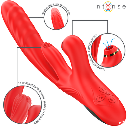 INTENSE - KAROL VIBRATEUR MULTIFONCTION POUSSÉE & STIMULATION & ONDES STIMULANTES ROUGE INTENSE FUN TOYS