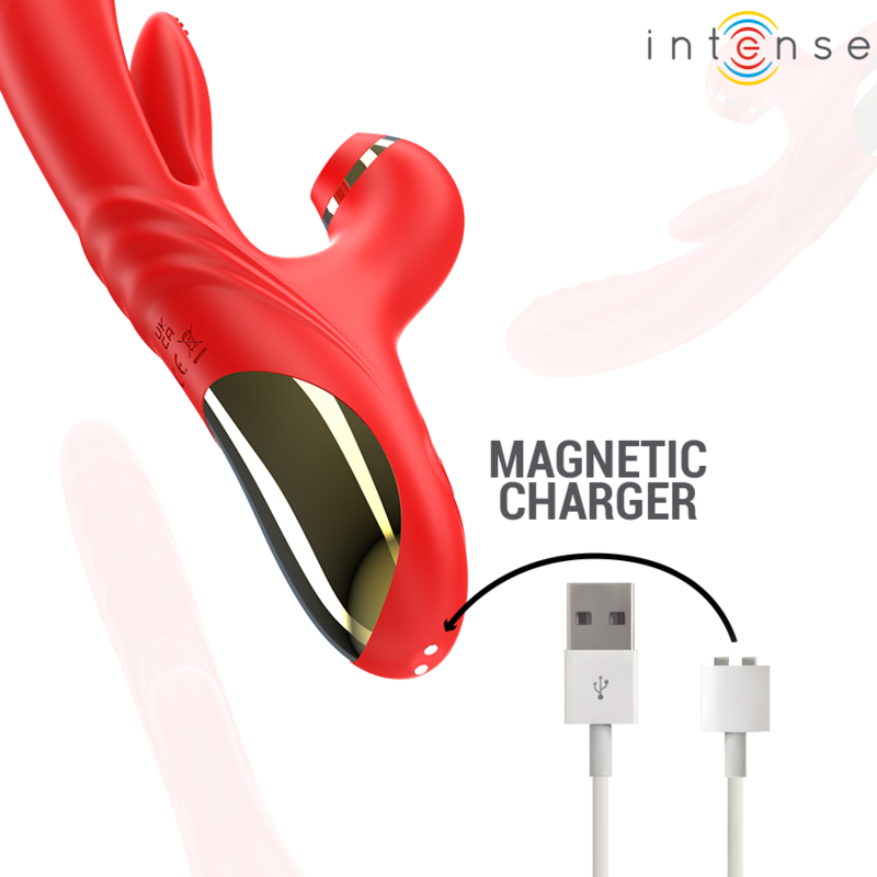 INTENSE - KAROL VIBRATEUR MULTIFONCTION POUSSÉE & STIMULATION & ONDES STIMULANTES ROUGE INTENSE FUN TOYS