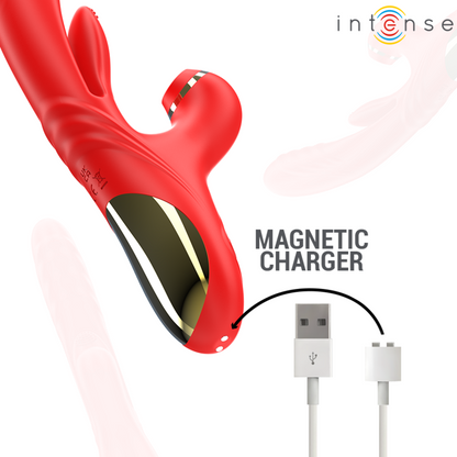 INTENSE - KAROL VIBRATEUR MULTIFONCTION POUSSÉE & STIMULATION & ONDES STIMULANTES ROUGE INTENSE FUN TOYS