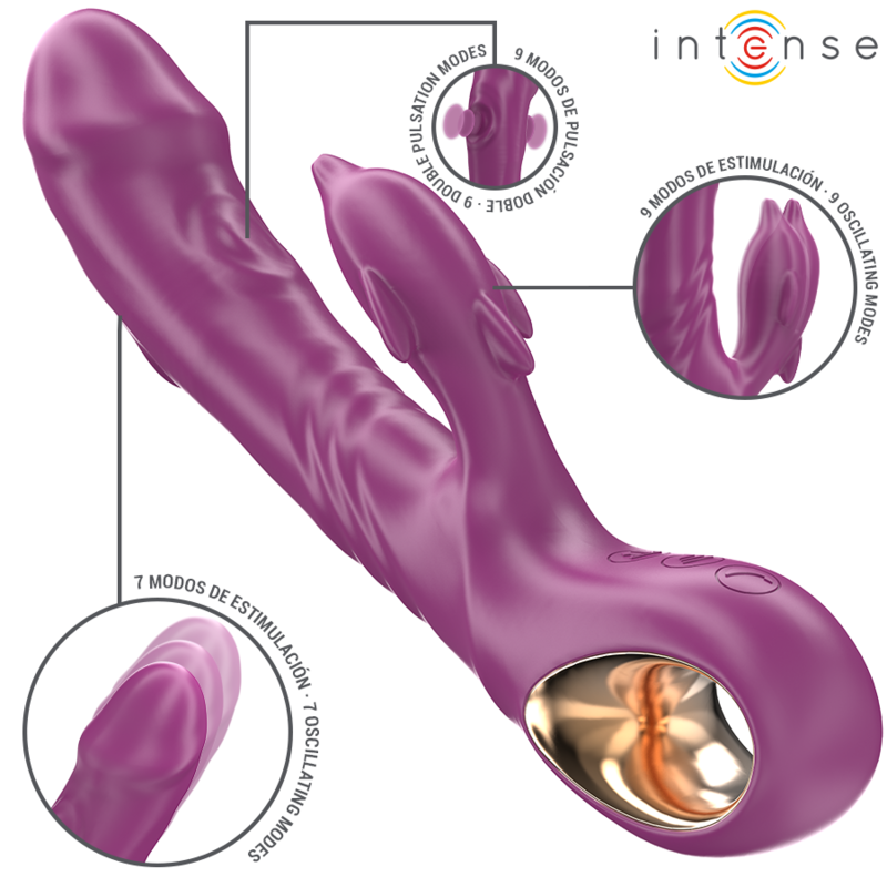 INTENSE - HALLE VIBRATEUR MULTIFONCTION AVEC LANGUE STIMULANTE DAUPHIN VIOLET INTENSE FUN TOYS