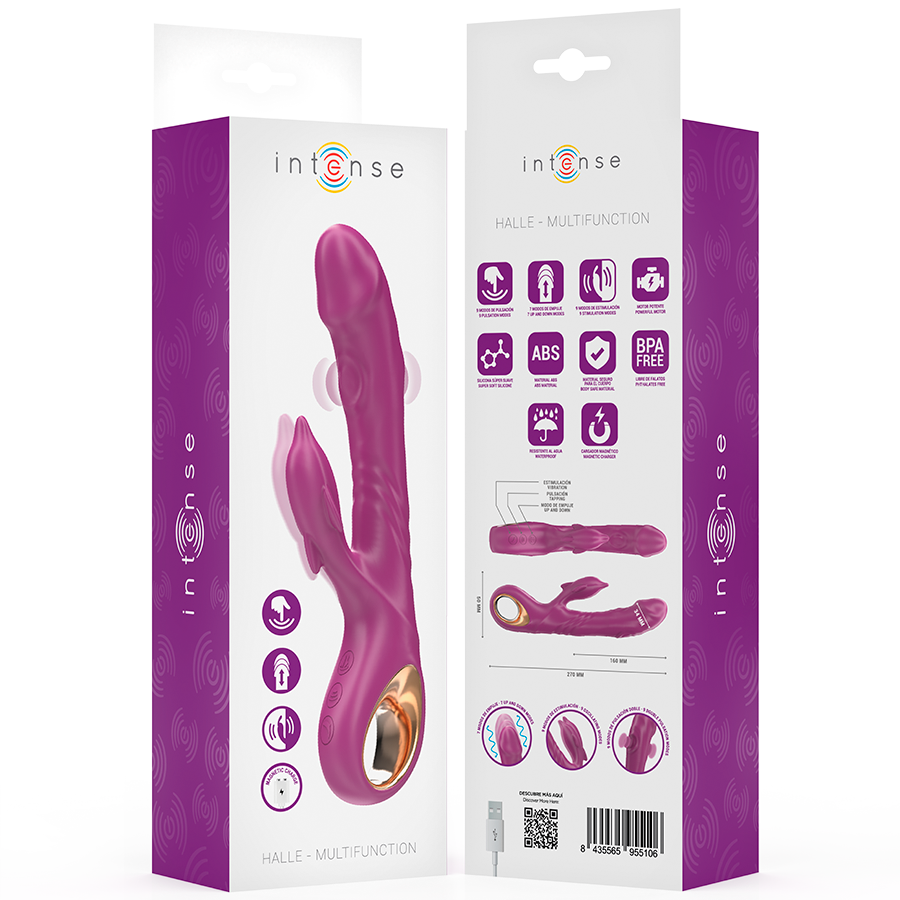 INTENSE - HALLE VIBRATEUR MULTIFONCTION AVEC LANGUE STIMULANTE DAUPHIN VIOLET INTENSE FUN TOYS