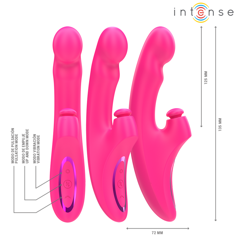 INTENSE - EMI VIBRATEUR 13,5 CM MULTIFONCTION 3 EN 1 10 VIBRATIONS ROSE INTENSE FUN TOYS
