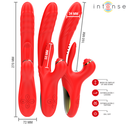 INTENSE - ROSALIA VIBRATEUR MULTIFONCTION 3 EN 1 ROUGE INTENSE FUN TOYS