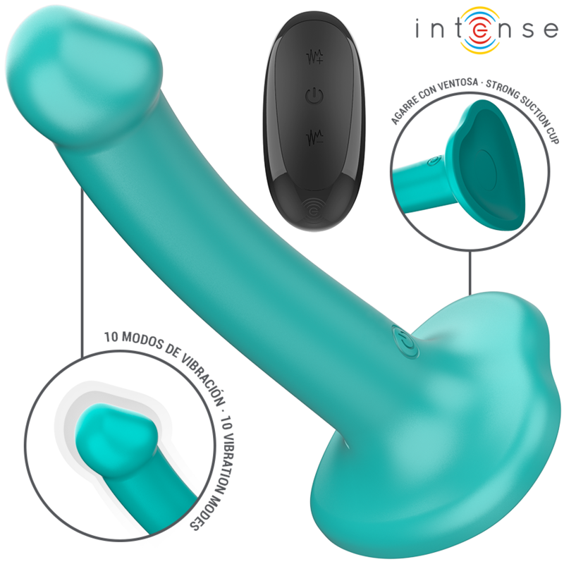 INTENSE - KATIE VIBRATEUR AVEC VENTOUSE 10 VIBRATIONS TÉLÉCOMMANDE BLEUE INTENSE FUN TOYS