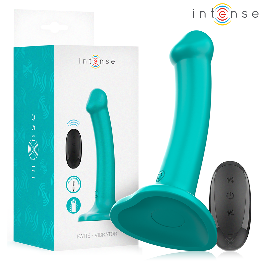 INTENSE - KATIE VIBRATEUR AVEC VENTOUSE 10 VIBRATIONS TÉLÉCOMMANDE BLEUE INTENSE FUN TOYS